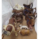 A Beswick Basford British Mascot together with Beswick donkeys, cooper craft bulldogs,