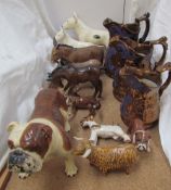 A Beswick Basford British Mascot together with Beswick donkeys, cooper craft bulldogs,