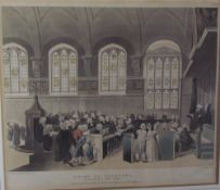 After Rowlandson & Pugin, a set of four prints including Court of Chancery, Doctors Commons,