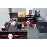 Two Montre Noble automatic wristwatches together with French Connection watches and pocket watch,
