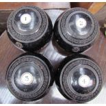 Four Taylor Rolph Co Ltd ebonised bowls