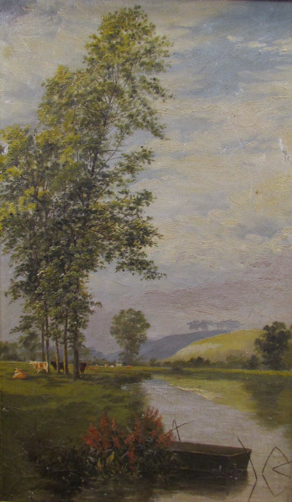 19th century British school River scene Oil on canvas