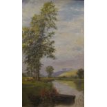 19th century British school River scene Oil on canvas