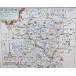 Christopher Saxton - a hand coloured map "Radnor,
