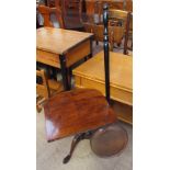 A copper bed warming pan together with a mahogany table section