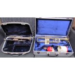 A Besson class A brass trumpet, cased, together with an American Conn cornet,