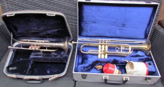 A Besson class A brass trumpet, cased, together with an American Conn cornet,