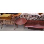 A rectangular rosewood coffee table together with a circular coffee table,
