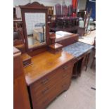 An oak dressing table together with a marble topped wash stand