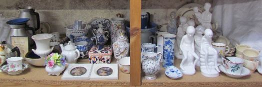 Assorted Spode figures by Pauline Shone together with a Susie cooper part coffee set,