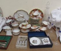 A Limoges part tea set, together with a Japanese part tea set, Royal Doulton crystal glasses,