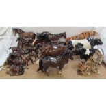 Assorted Beswick horses and ponies together with a Beswick bull,