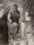 Robert Poole South Wales Echo Seller Watercolour sketch Together with a watercolour by Shambler,