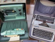 A Boots Model 42 type writer together with a Husqvarna Viking sewing machine
