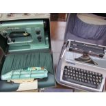 A Boots Model 42 type writer together with a Husqvarna Viking sewing machine