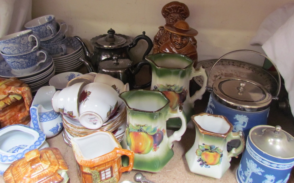 Assorted silver souvenir spoons together with an electroplated teapot, pedestal dish, - Image 2 of 2