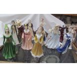 Assorted Coalport figures including House of York, House of Tudor, House of Lancaster,