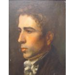 19th century British School Head and shoulders study of a man Oil on board