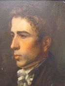 19th century British School Head and shoulders study of a man Oil on board