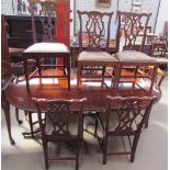 A Regency style mahogany extending dining table together with a matched set of eight George III