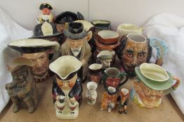 A Royal Doulton Toby Jug Winston Churchill together with various Royal Doulton Character jugs,