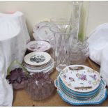 19th century floral painted plates together with pink lustre dishes, assorted children's plates,