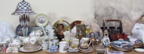 A Foley China Ming Rose pattern part tea set together with other part tea sets, Beswick spaniels,