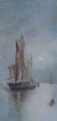 19th century British School Boats in a harbour Watercolour Together with four other paintings