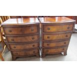 A pair of reproduction mahogany chests each with four graduated drawers on splayed bracket feet