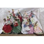 Assorted Royal Doulton figures including Merry Christmas, Fragrance, Autumn Breezes,