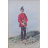 Orlando Norie 19th century military soldier Watercolour Signed Together with a Vanity Fair print