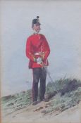 Orlando Norie 19th century military soldier Watercolour Signed Together with a Vanity Fair print