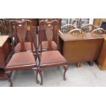 A set of four oak Queen Anne style dining chairs together with a gateleg dining table,
