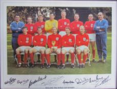 An England 1966 World Cup Winners photographic print signed by the 8 including Nobby Stiles,