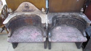 A pair of 19th century ecclesiastical elbow chairs