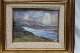 Andrew Welch Storm clouds (Glen Gairn) Oil on board Signed and label verso 17.5 x 23.