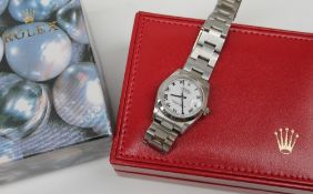 A Lady's Rolex Oyster perpetual Datejust superlative chronometer, with a white dial,