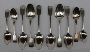 A set of six Victorian silver table spoons, London, 1849,