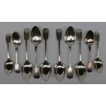 A set of six Victorian silver table spoons, London, 1849,
