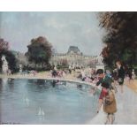 Jules Rene Herve Tuileries gardens Oil on canvas Signed Whitgift galleries label verso 51.