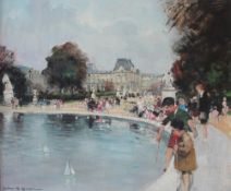 Jules Rene Herve Tuileries gardens Oil on canvas Signed Whitgift galleries label verso 51.