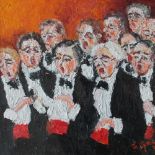 Jane Gagg Chorale Oil on board Signed and label verso 37.5 x 37.