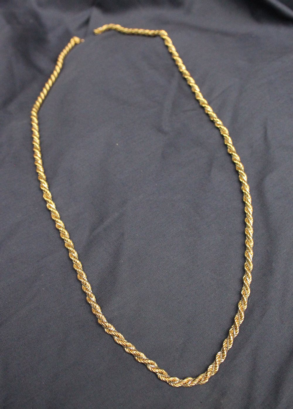 An 18ct yellow and white gold rope and box link twist necklace, 73cm long, approximately 41. - Bild 2 aus 3