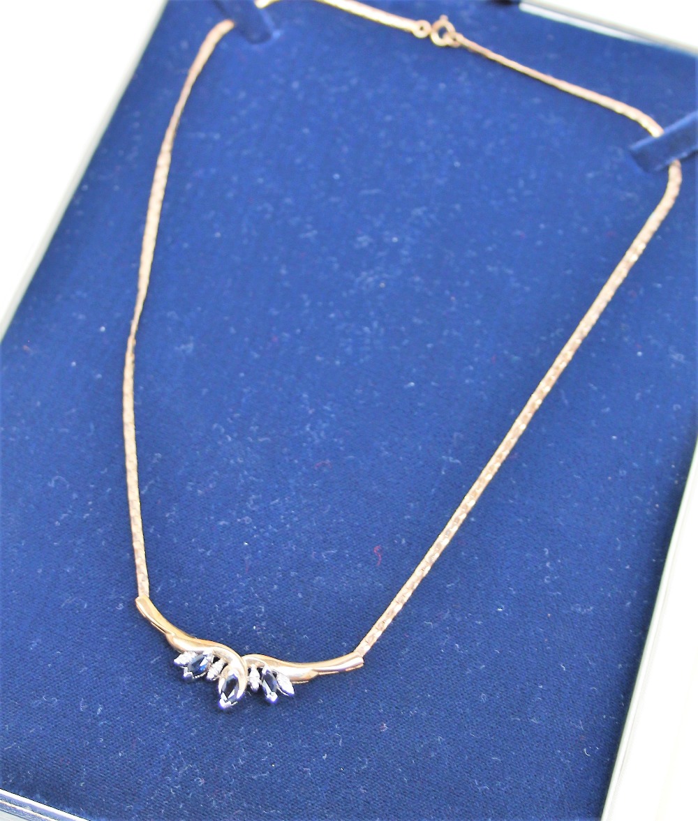 A sapphire and diamond necklace, - Image 6 of 6