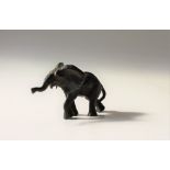 After Franz Bergman An elephant with raised trunk Bronze Monogrammed 8cm long
