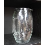 Attributed to Koloman Moser for Loetz, crackle glass jug of barrel form, with integral handle,