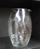 Attributed to Koloman Moser for Loetz, crackle glass jug of barrel form, with integral handle,