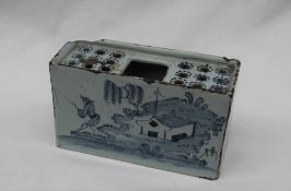An 18th century blue and white Delft flower brick,