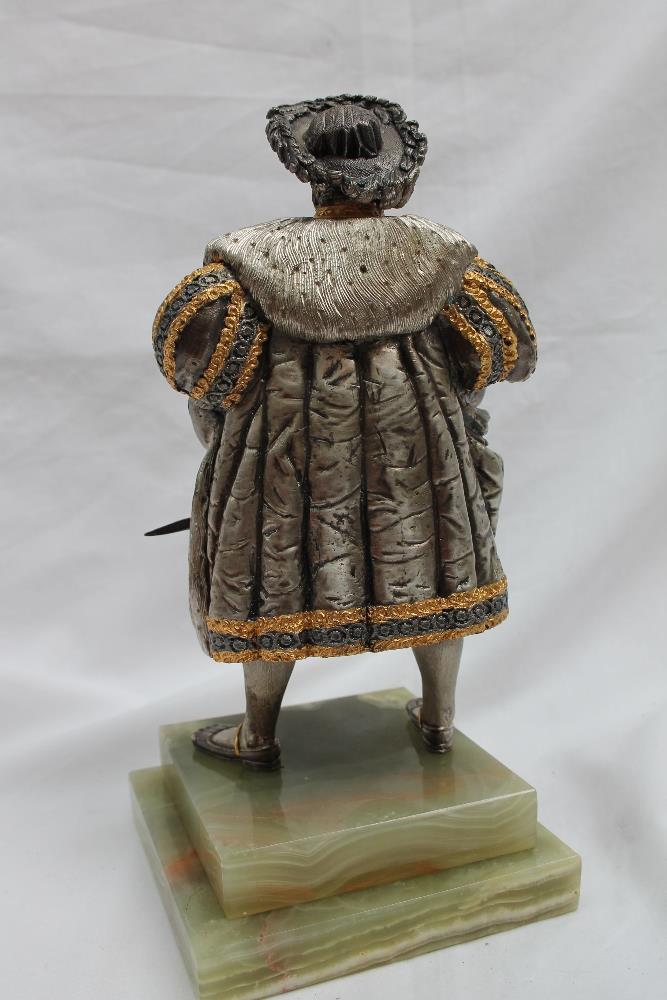 Anna Danesin - a bronze, silver and gold plated figure of Henry VIII raised on a stepped onyx base, - Image 3 of 5