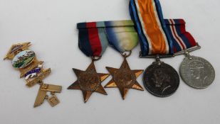 A World War I War medal, issued to 134394 Gnr. H. Obermuller R.A.